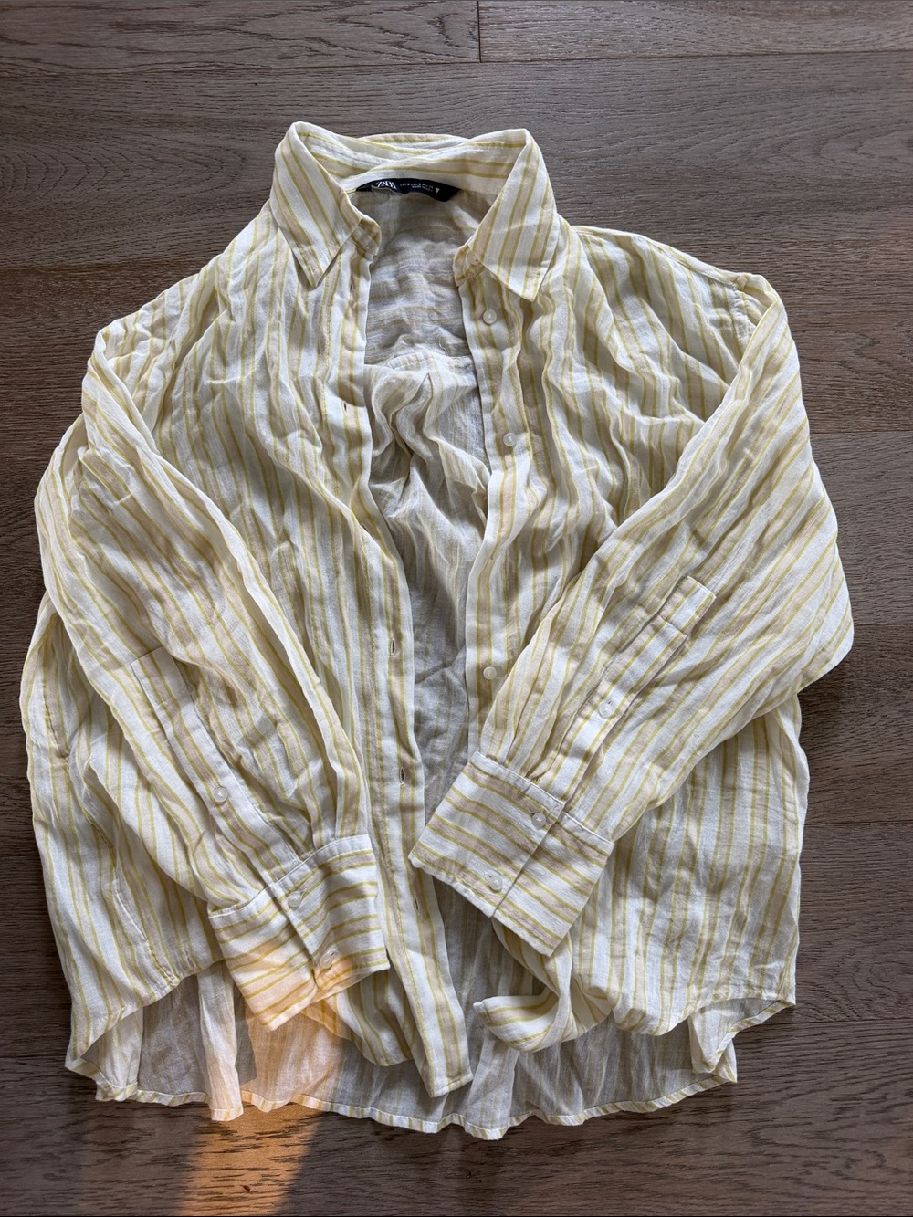 Light Yellow Striped 100% cotton Shirt